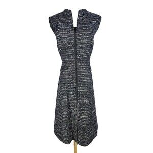 Lafayette 148 New York Dress Womens 10 Tweed Navy Blue